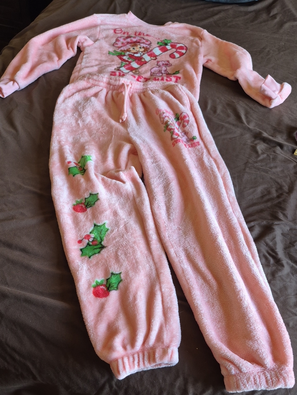 Strawberry Shortcake Size Xs Pink Plush Holiday One-Piece Pajama Jumpsuit